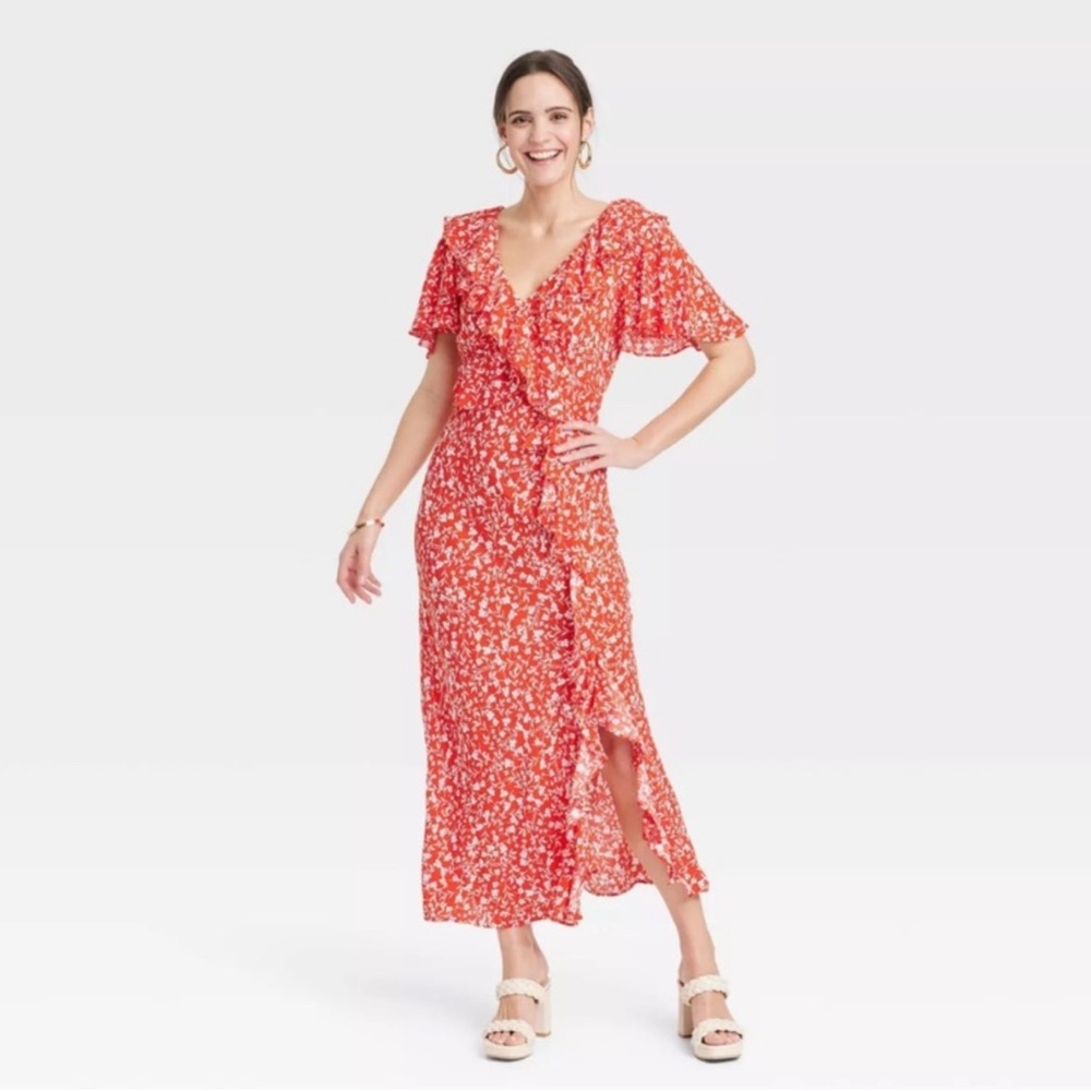 A New Day Red Floral Maxi Dress